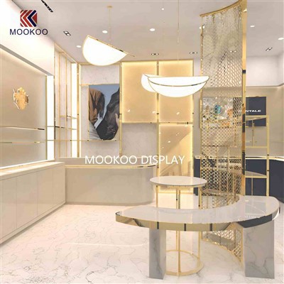 সুগন্ধি দোকানের জন্য LuxeGold পারফিউম ডিসপ্লে এনসেম্বল ডিজাইন